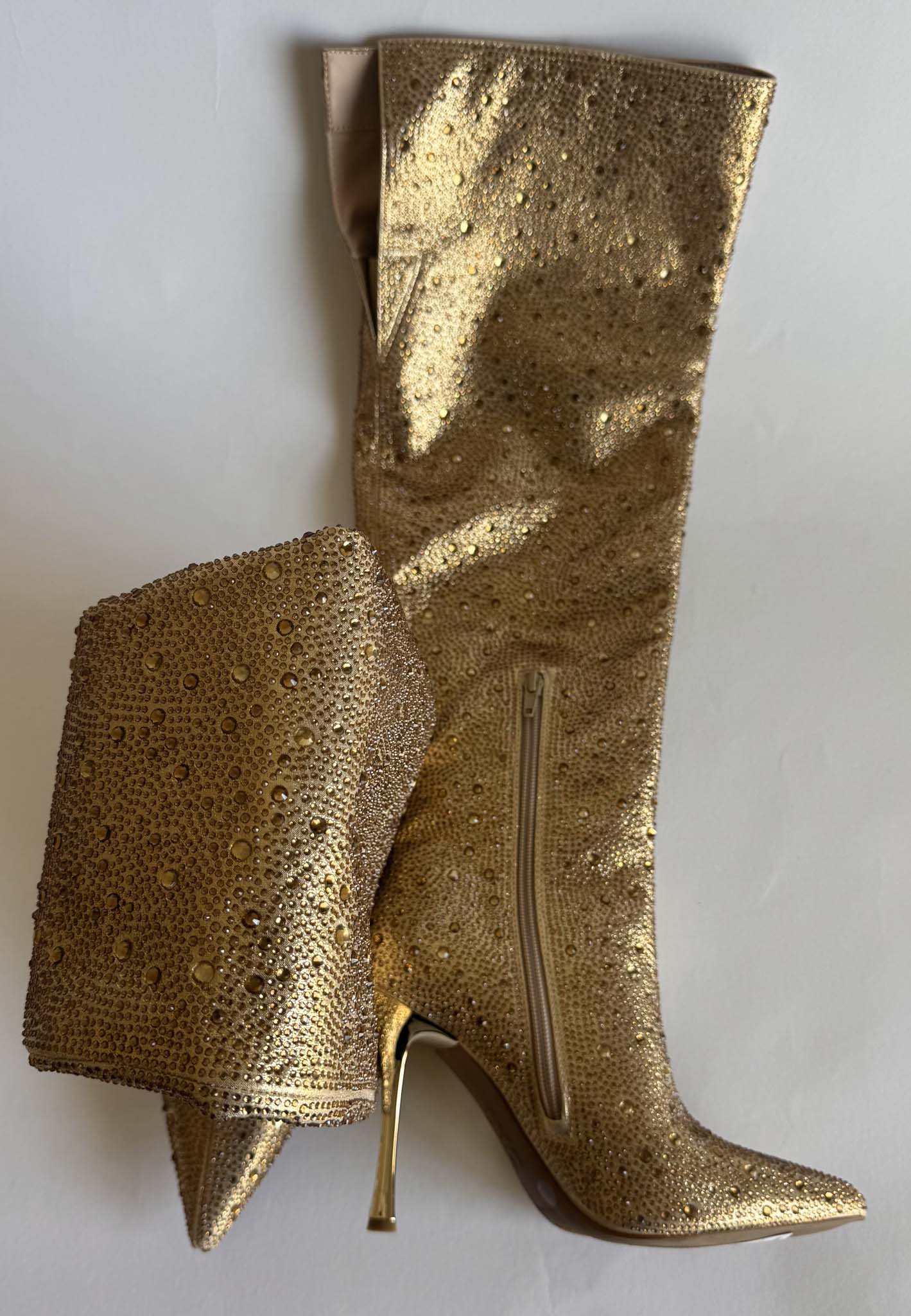 I.N.C. International Concepts Saveria Over-The-Knee Boots Gold Bling 7M (store-stock - LIKE NEW)